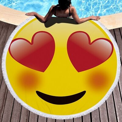 круглое пляжное полотенце со смайлами emoji round beach towel