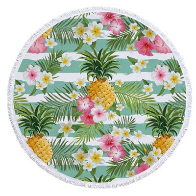 floral round beach towel